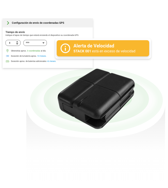 Dispositivo GPS portátil con batería expandible con configuración personalizada y celda adicional