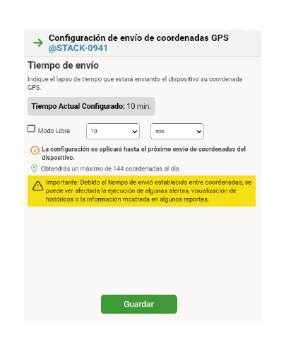 frecuencia de poleo- configuración