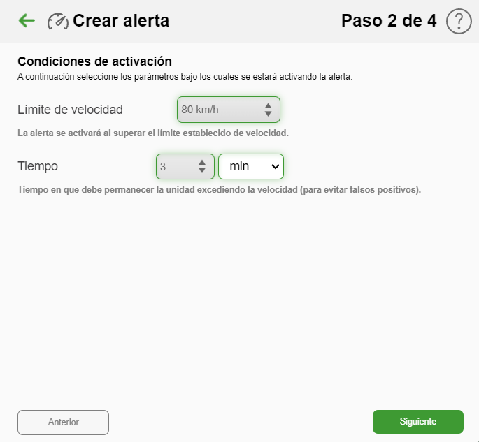 Exceso de velocidad- parámetros