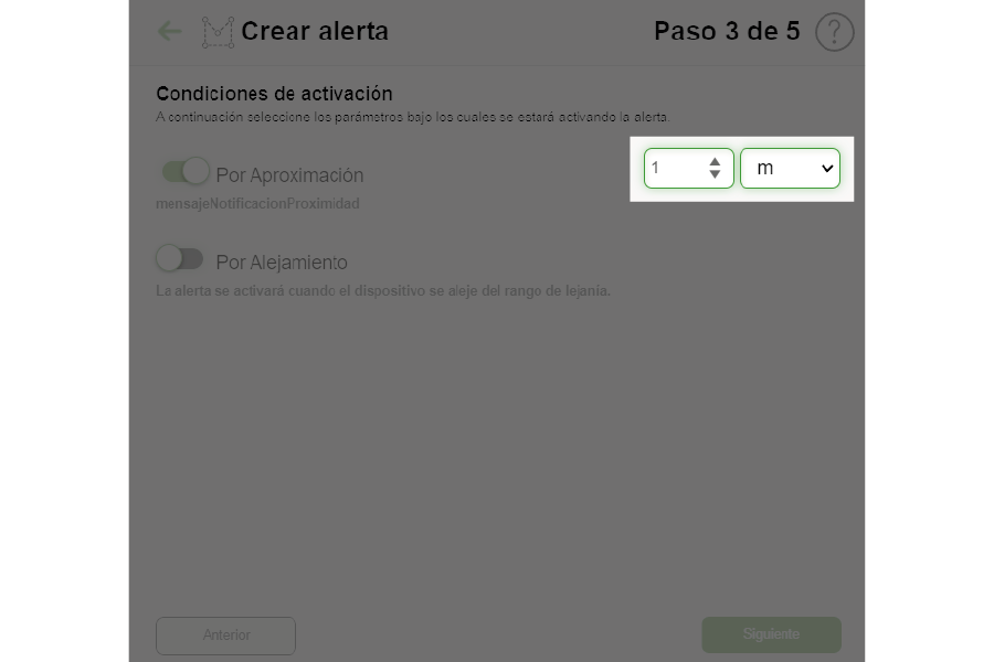 alerta de aproximación- distancia